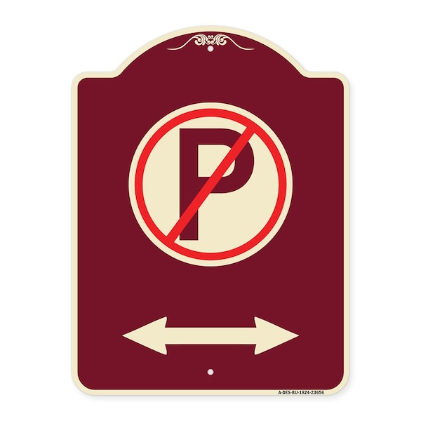Signmission No ParkingW/ Bidirectional Arrow Heavy-Gauge Aluminum Architectural Sign, 24" x 18", BU-1824-23656 A-DES-BU-1824-23656 - main